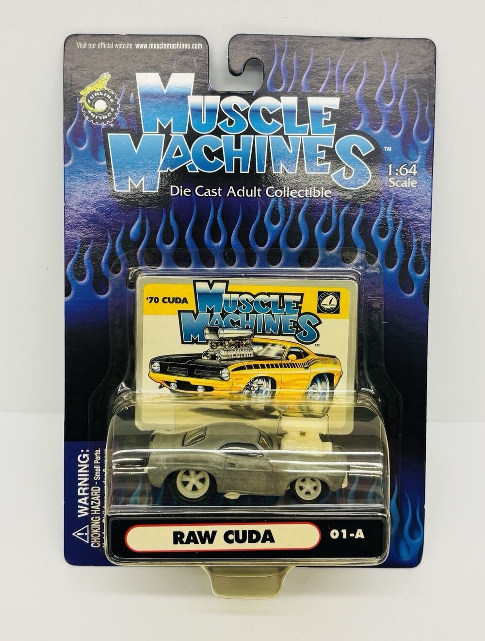 Muscle Machines '70 Raw Plymouth Cuda 1:64 Diecast 01-A NIB w/ Protector Case